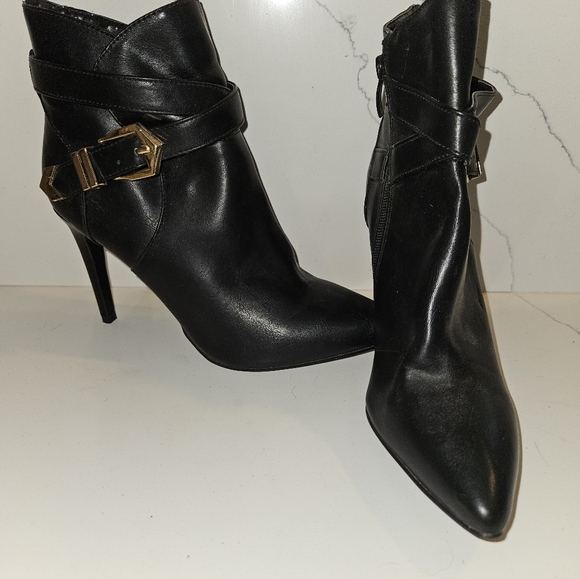 SERGIO BARI black leather booties - Picture 1 of 3